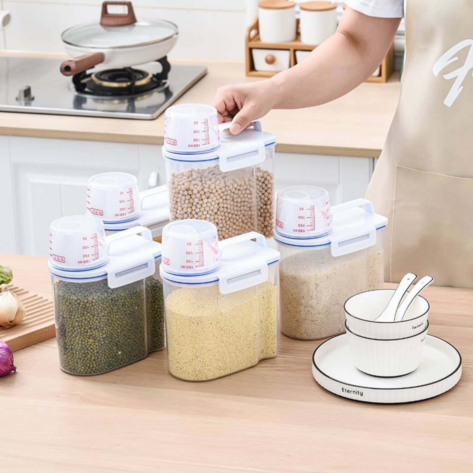 Food Storage And Organizer - Contenitore per Riso Sicuro con Dosatore