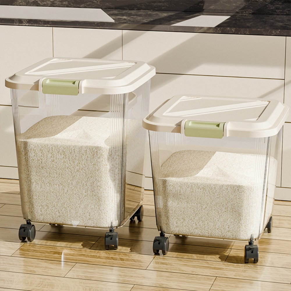 Food Storage With Wheels - Contenitore per Riso Anti-Insetti con Ruote,
