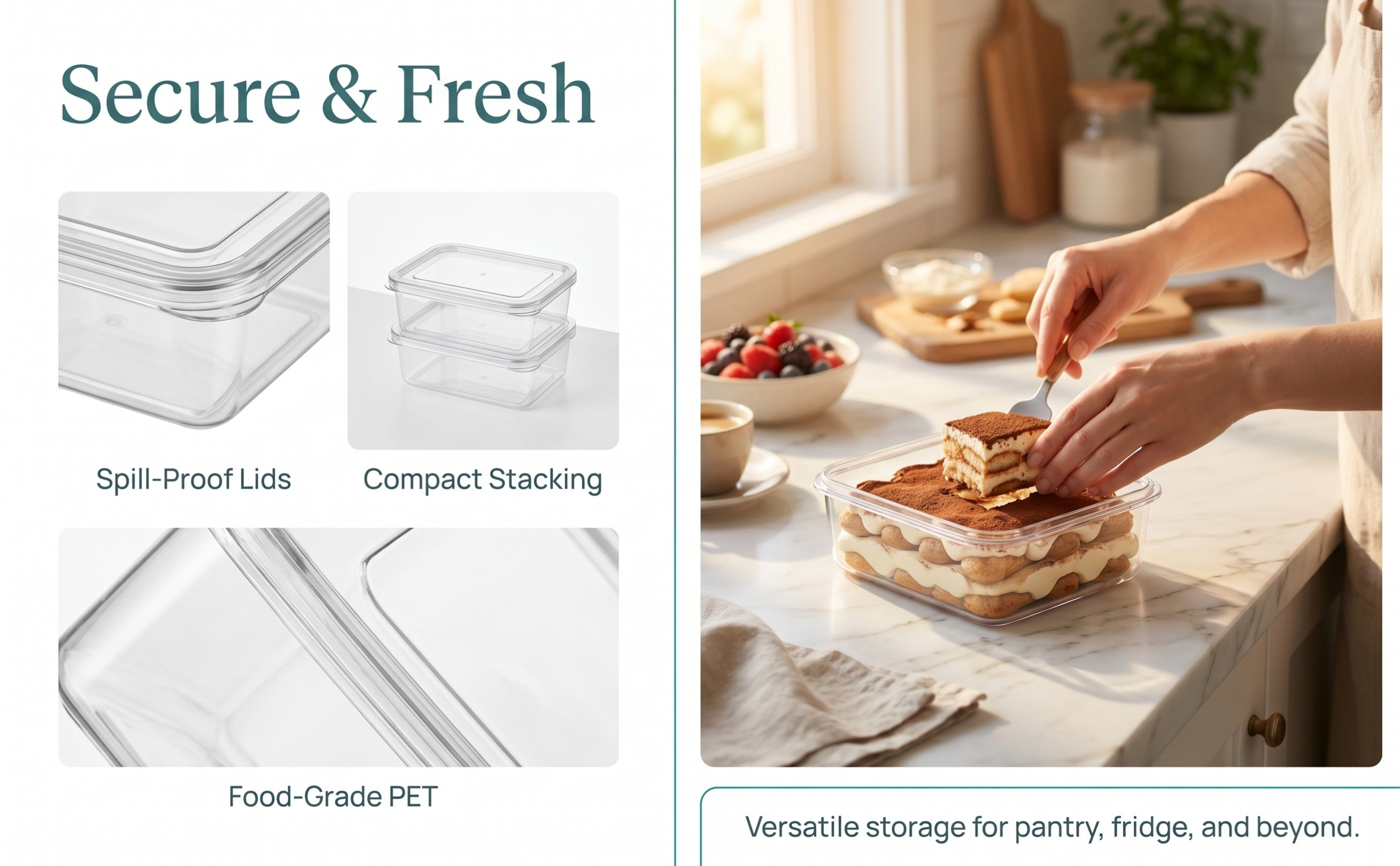 Food Storage And Safety - 10 scatole trasparenti per il trasporto