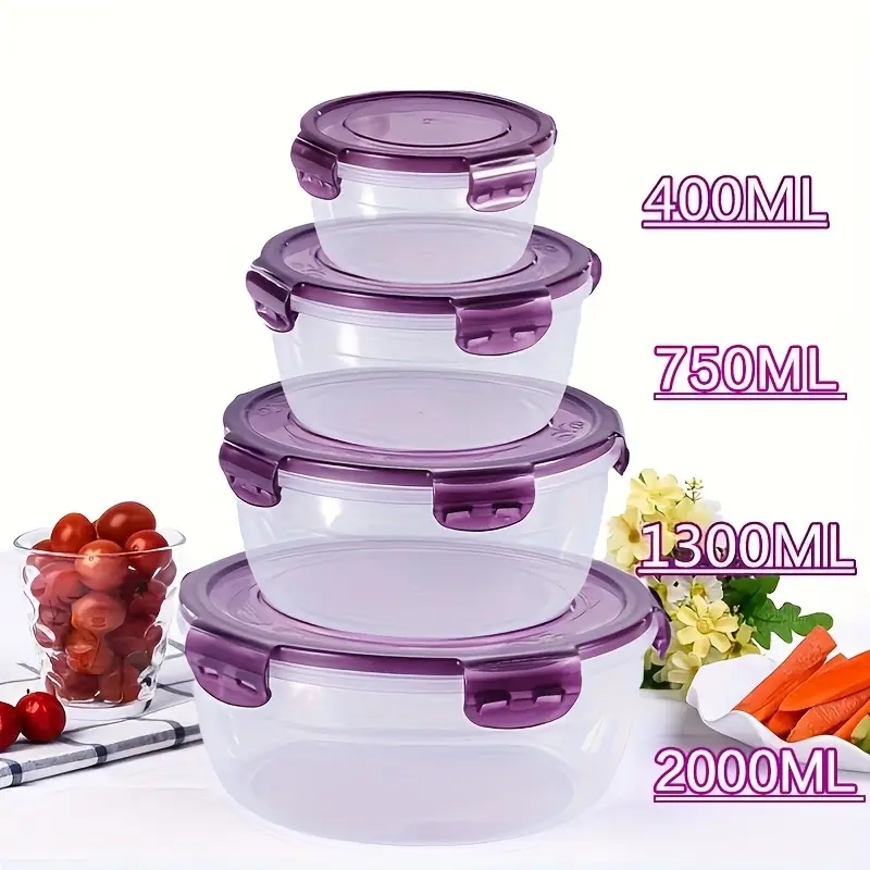Food Storage Lunch Box - 4 Contenitori in Plastica per Alimenti,