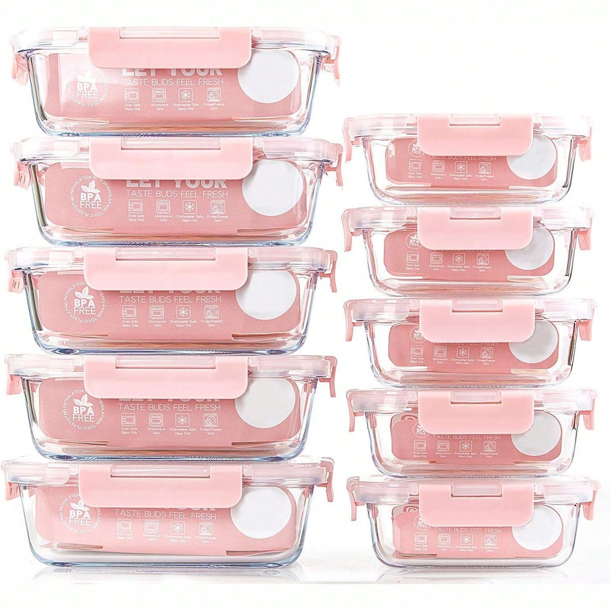 Food Storage System - Confezione da 10 contenitori in vetro