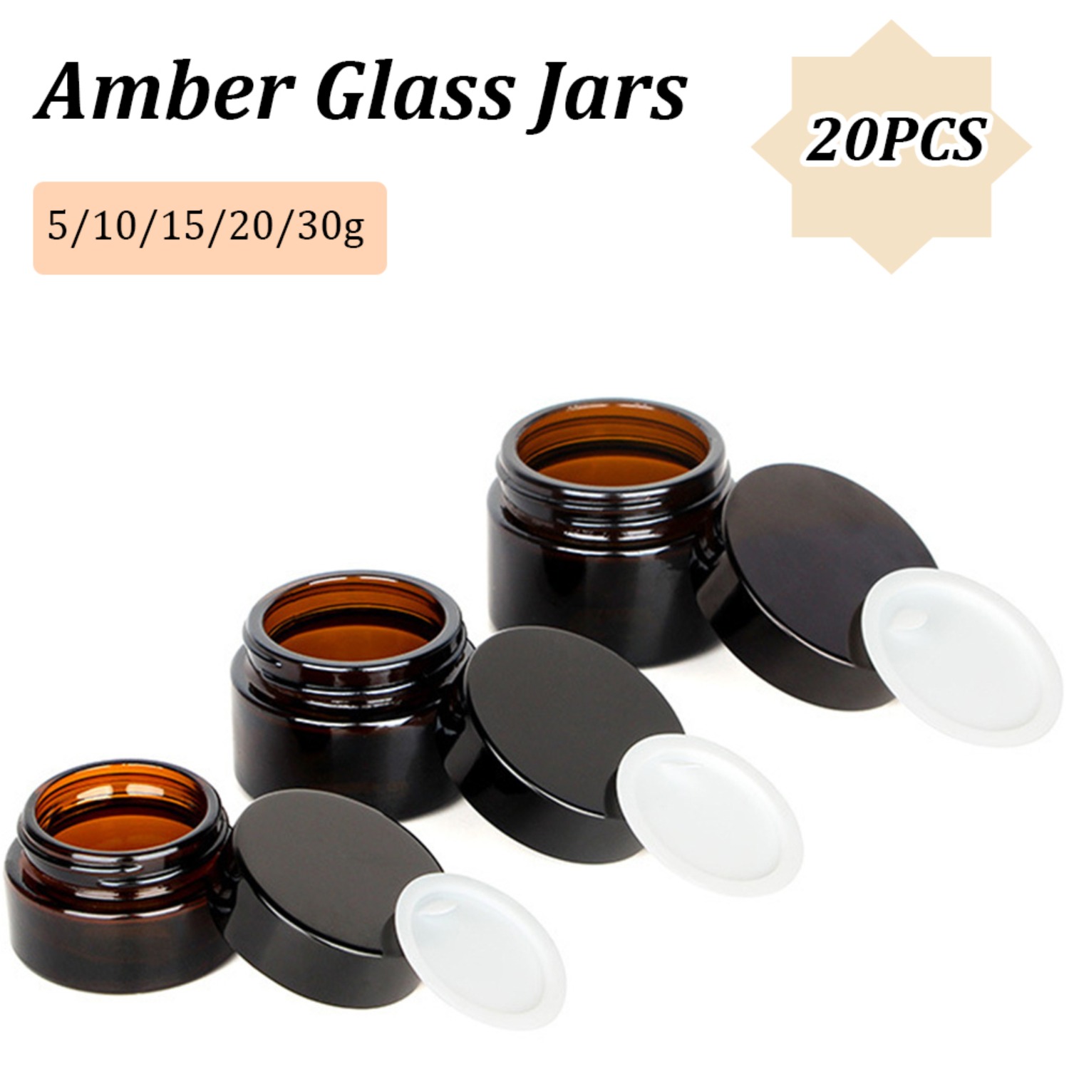 Food Storage Glass Set - Barattoli di vetro ambrato piccoli da