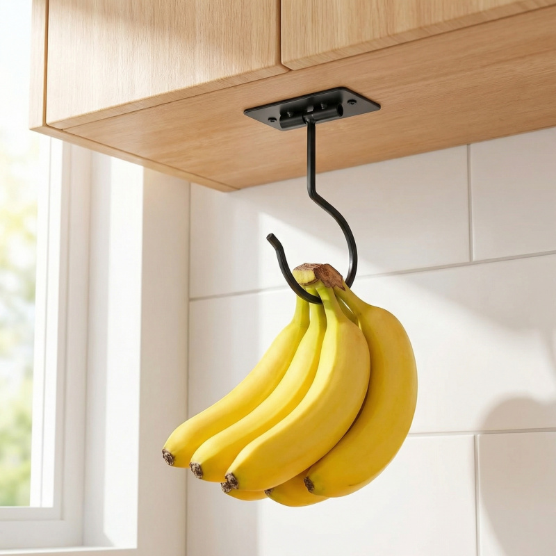 Food Storage Rack For Kitchen - Gancio a banana autoadesivo in metallo