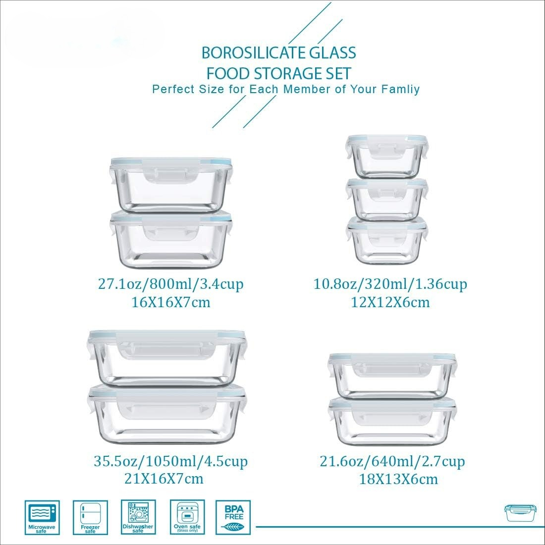Set da 18 contenitori in vetro - Food Storage Glass Set recensione e prezzo
