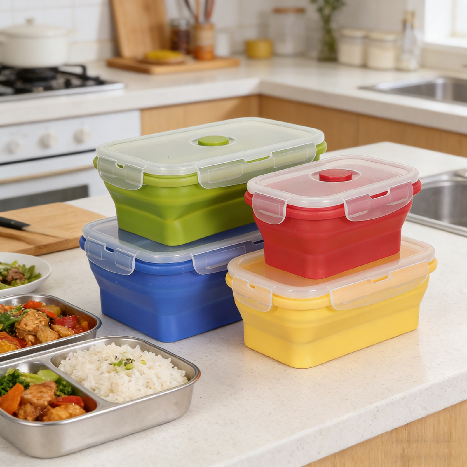 Set da 4 contenitori pieghevol - Food Storage Lunch Box recensione e prezzo